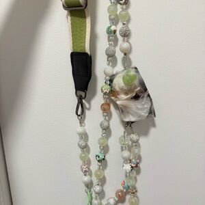 Crossbody phone strap/bag strap with Dimoo - Beaded Lanyard with Green Strap